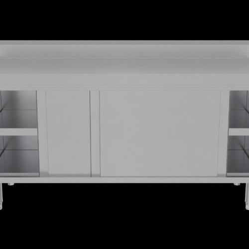 Work Bench Cabinet With Single-Sided Sliding Door and Splash Back