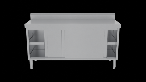 Work Bench Cabinet With Single-Sided Sliding Door and Splash Back