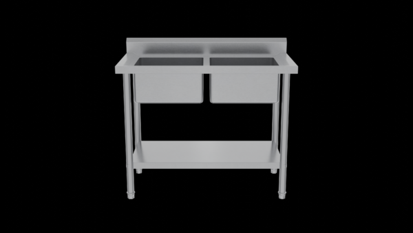Double Bowls Sink With Under Shelf