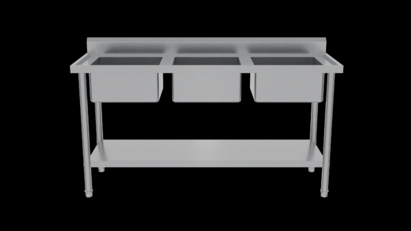 Triple Bowls Sink With Under Shelf
